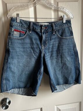 Hollister Low Rise Baggy Cotton Denim Bermuda Jean Shorts Sz 2 W 26
